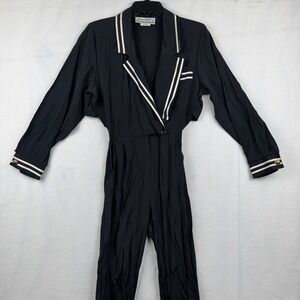 Joan Walters Petites Jumpsuit Black Size 2 Long Sleeve‎ Vintage Dressy